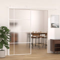 Schuifdeur 102,5x205 cm mat ESG-glas en aluminium wit