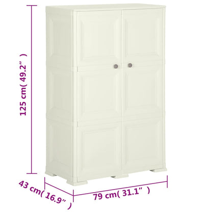 Opbergkast Hout-Look Kunststof Vanille-Ijskleurig 79 x 43 x 125 cm Crème