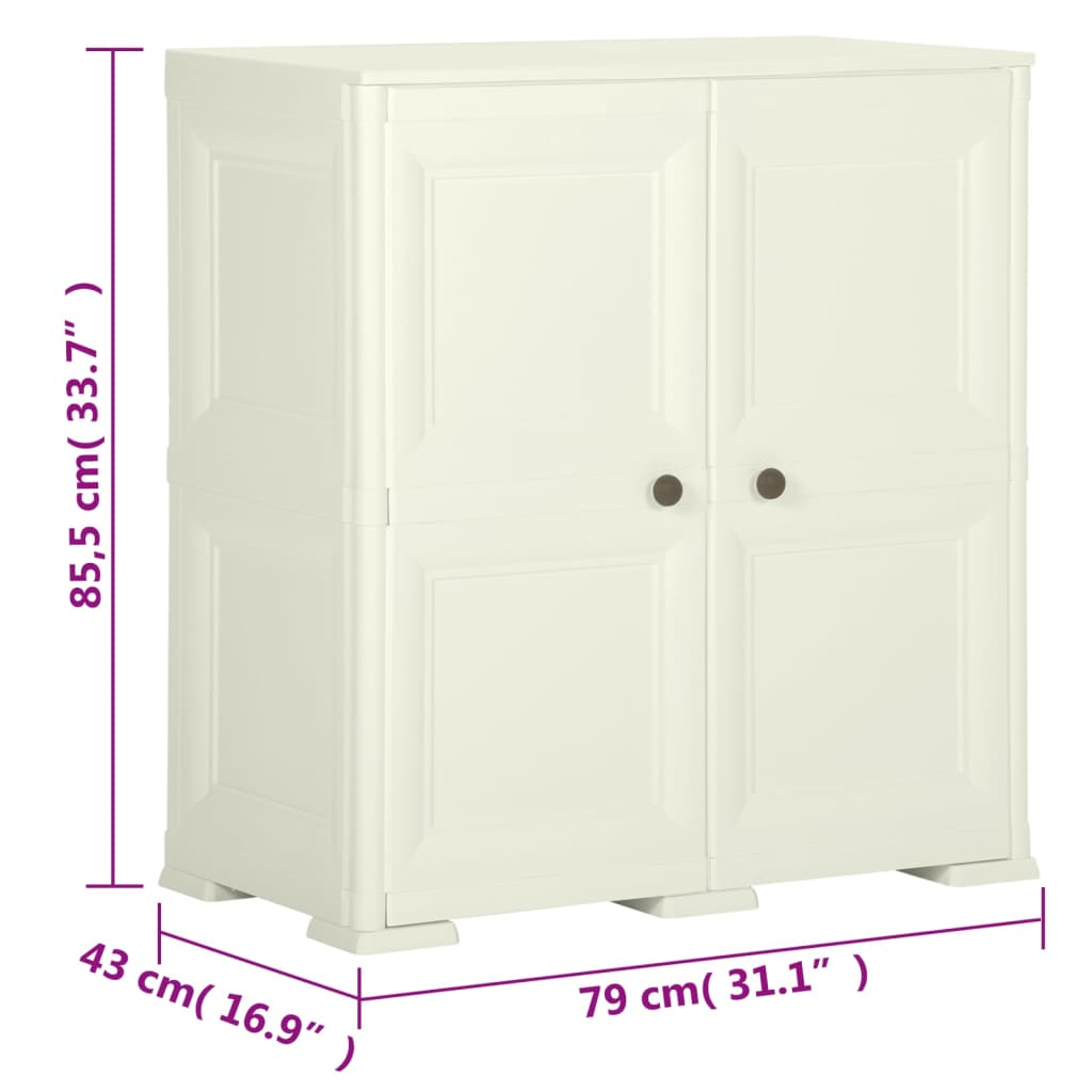 Opbergkast Hout-Look 79X43X85,5 Cm Kunststof Vanille-Ijskleurig 79 x 43 x 85.5 cm Crème