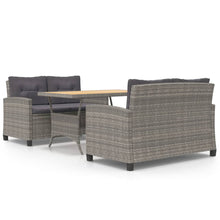 -Delige Tuinset Met Kussens Poly Rattan Grijs PS-plaat