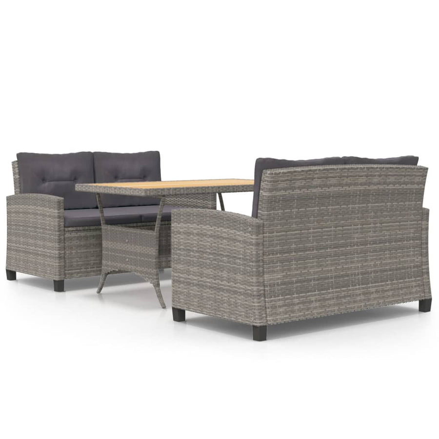 -Delige Tuinset Met Kussens Poly Rattan Grijs PS-plaat