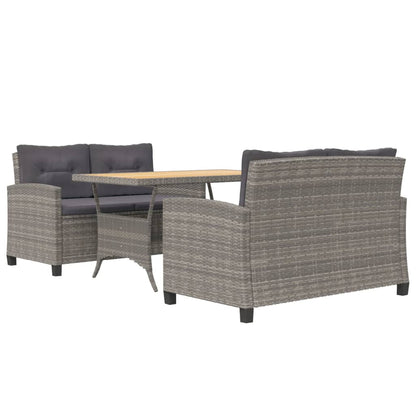 -Delige Tuinset Met Kussens Poly Rattan Grijs PS-plaat
