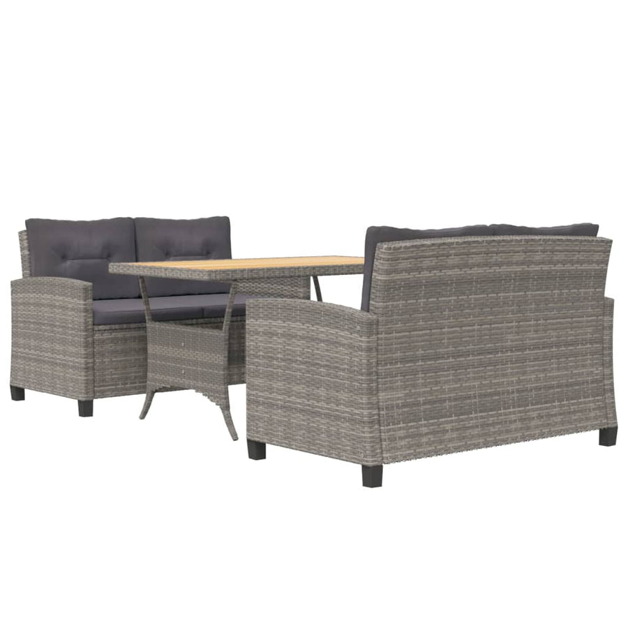 -Delige Tuinset Met Kussens Poly Rattan Grijs PS-plaat