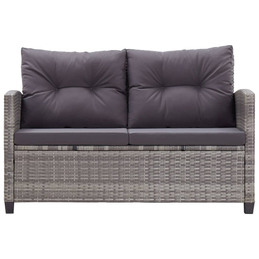 -Delige Tuinset Met Kussens Poly Rattan Grijs PS-plaat