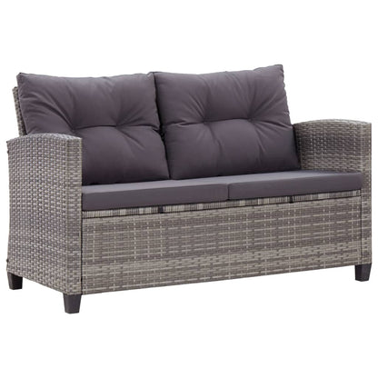 -Delige Tuinset Met Kussens Poly Rattan Grijs PS-plaat
