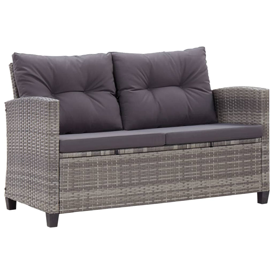 -Delige Tuinset Met Kussens Poly Rattan Grijs PS-plaat