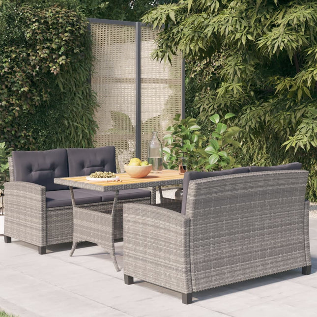 -Delige Tuinset Met Kussens Poly Rattan Grijs PS-plaat