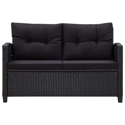 3-Delige Tuinset Met Kussens Poly Rattan Zwart PS-plaat