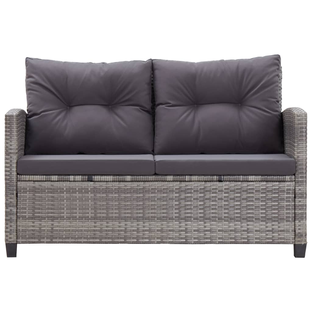 -Delige Tuinset Poly Rattan En Grijs Massief acaciahout
