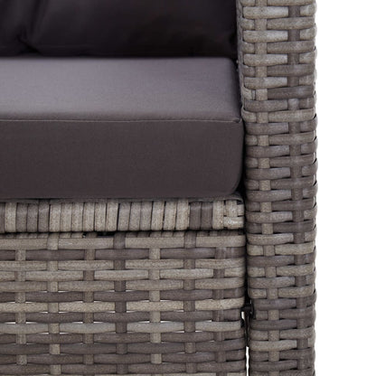 -Delige Tuinset Poly Rattan En Grijs Massief acaciahout