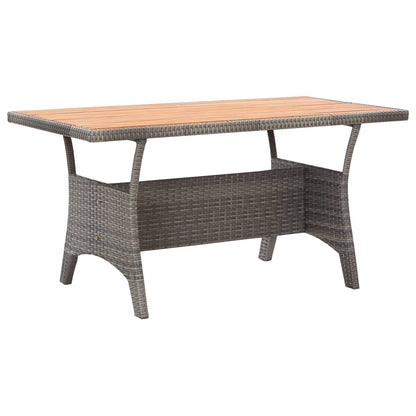 -Delige Tuinset Poly Rattan En Grijs Massief acaciahout