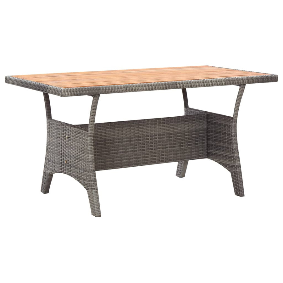 -Delige Tuinset Poly Rattan En Grijs Massief acaciahout
