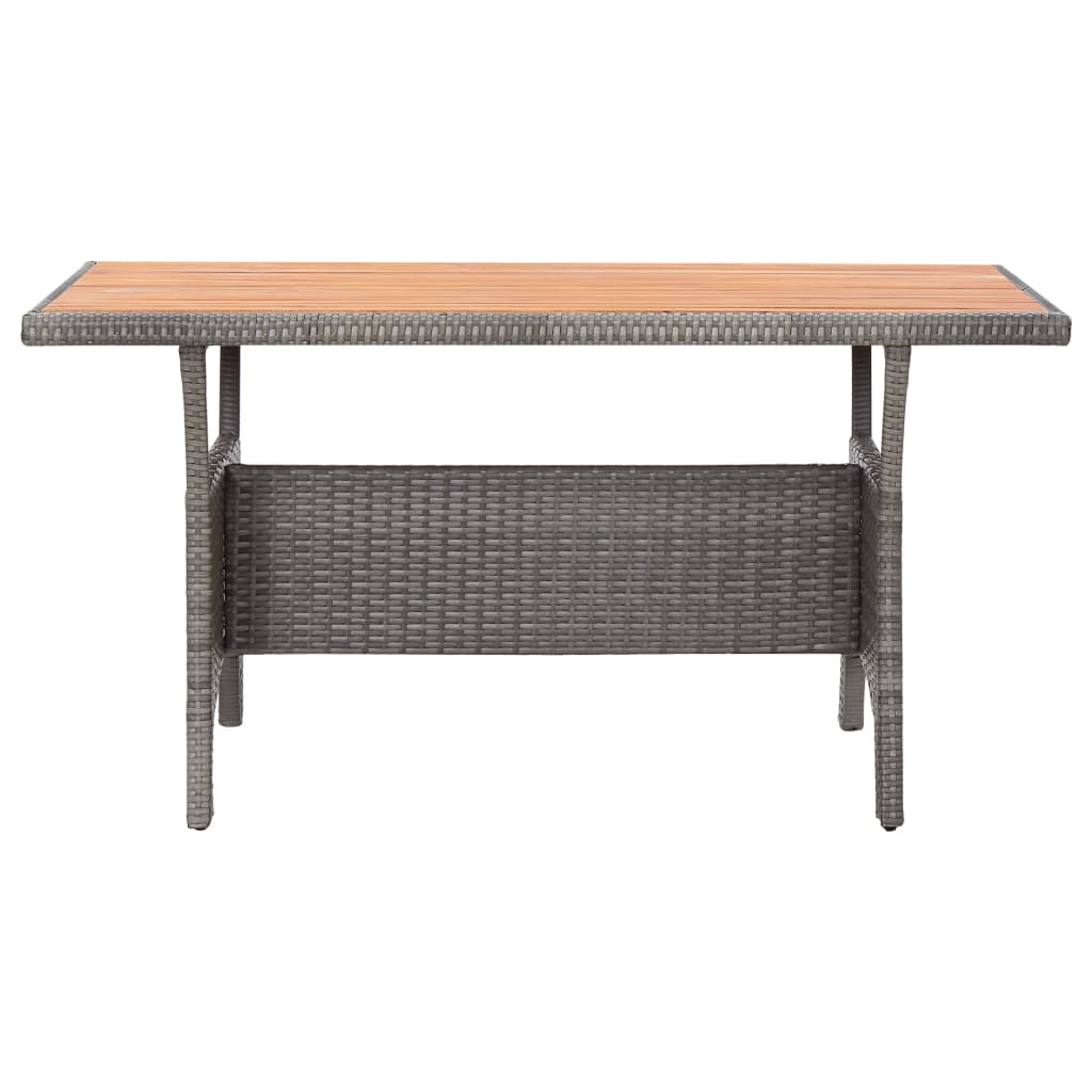 -Delige Tuinset Poly Rattan En Grijs Massief acaciahout