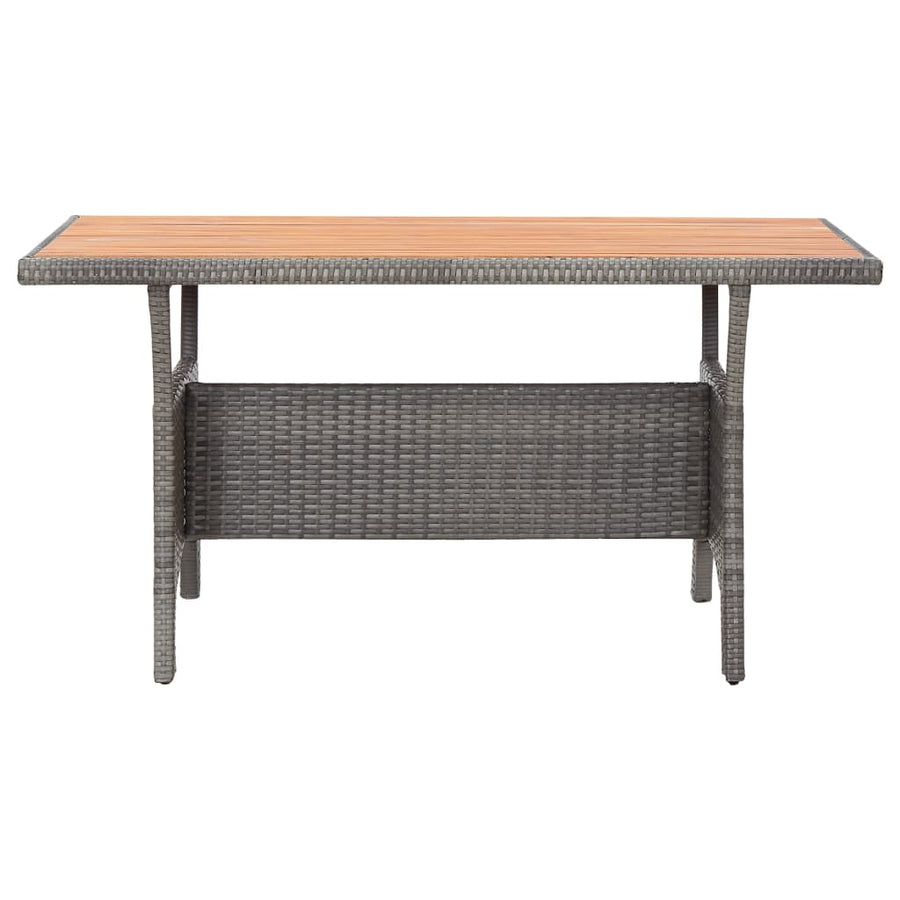 -Delige Tuinset Poly Rattan En Grijs Massief acaciahout
