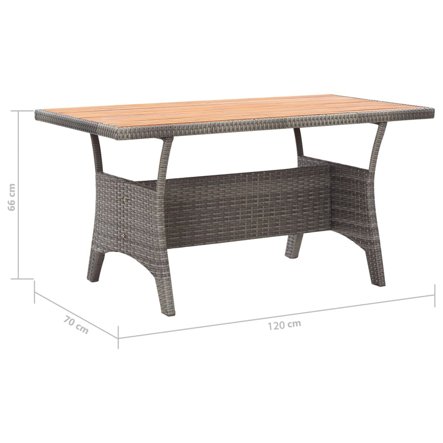 -Delige Tuinset Poly Rattan En Grijs Massief acaciahout