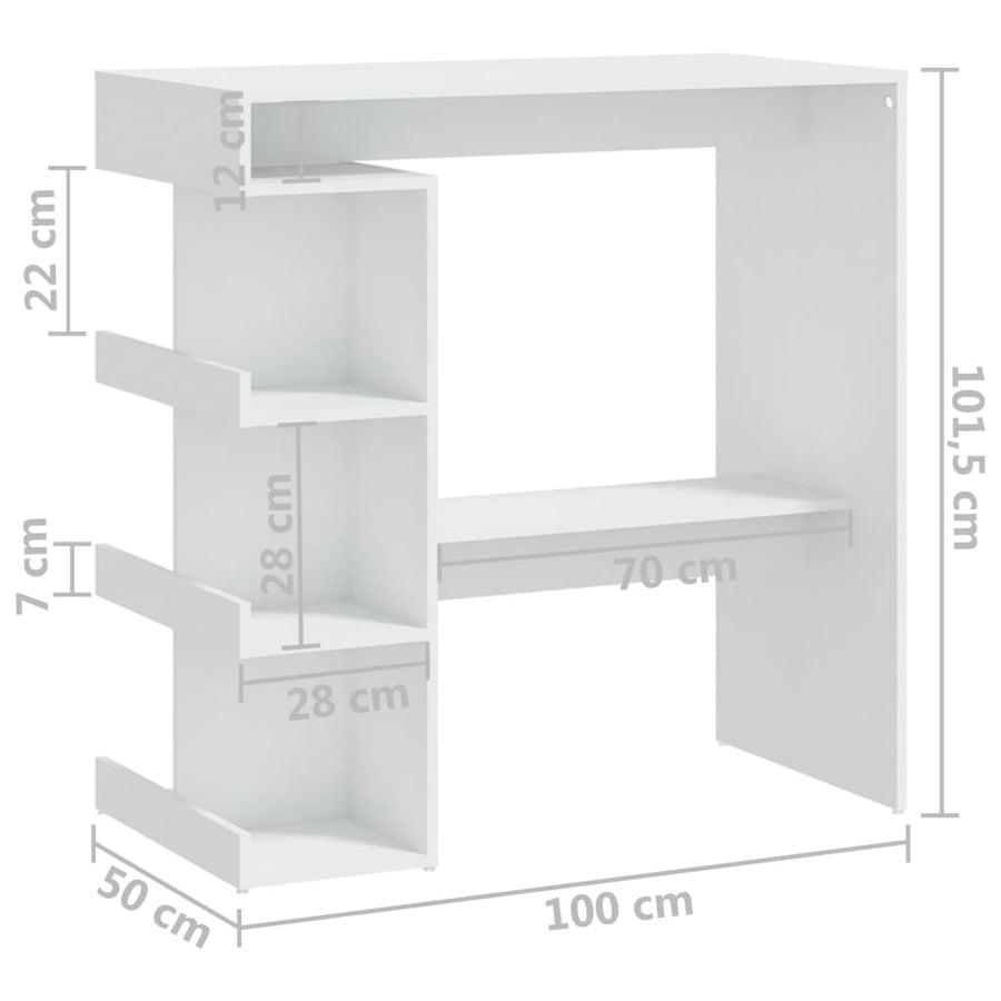 Bartafel Met Opbergrek 00X50X0,5 Cm Spaanplaat Wit