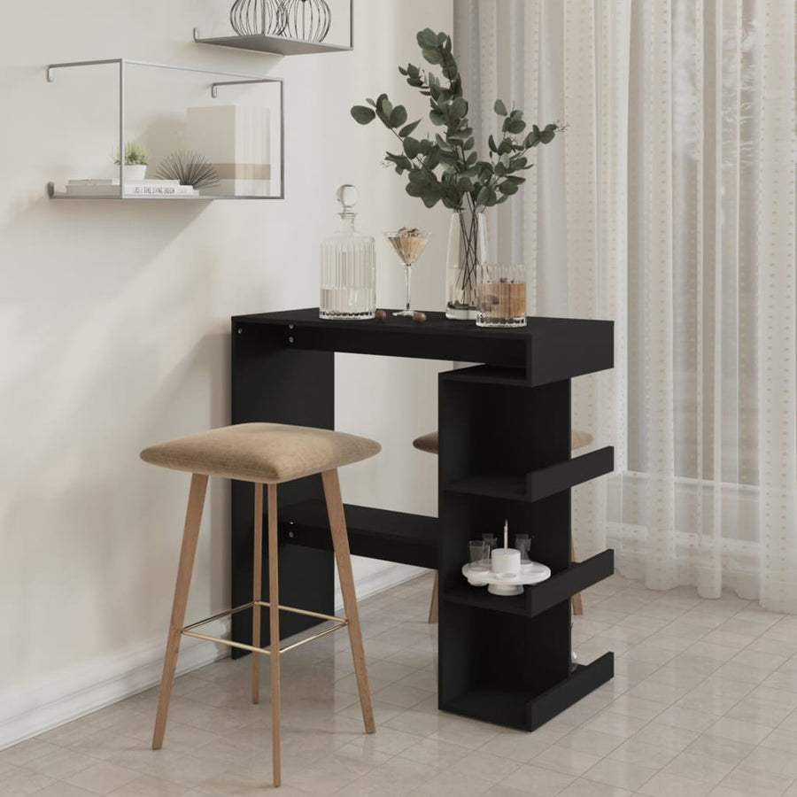 Bartafel Met Opbergrek 00X50X0,5 Cm Spaanplaat Zwart