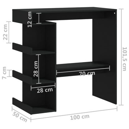 Bartafel Met Opbergrek 00X50X0,5 Cm Spaanplaat Zwart