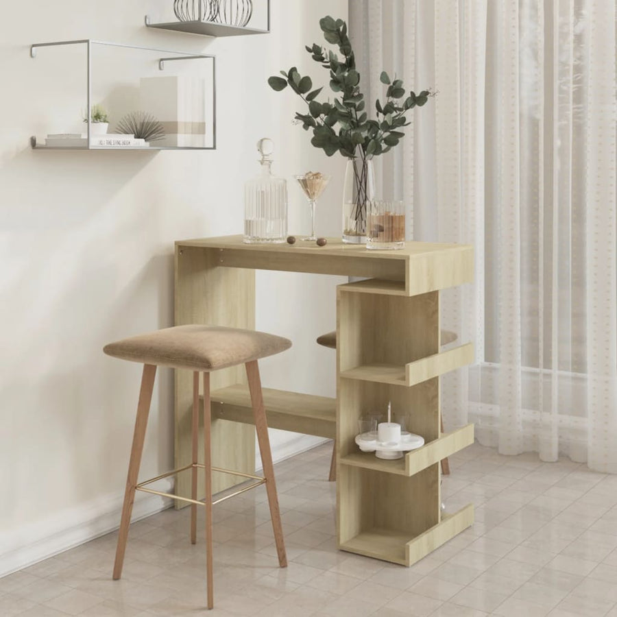 Bartafel Met Opbergrek 00X50X0,5 Cm Spaanplaat Sonoma eiken