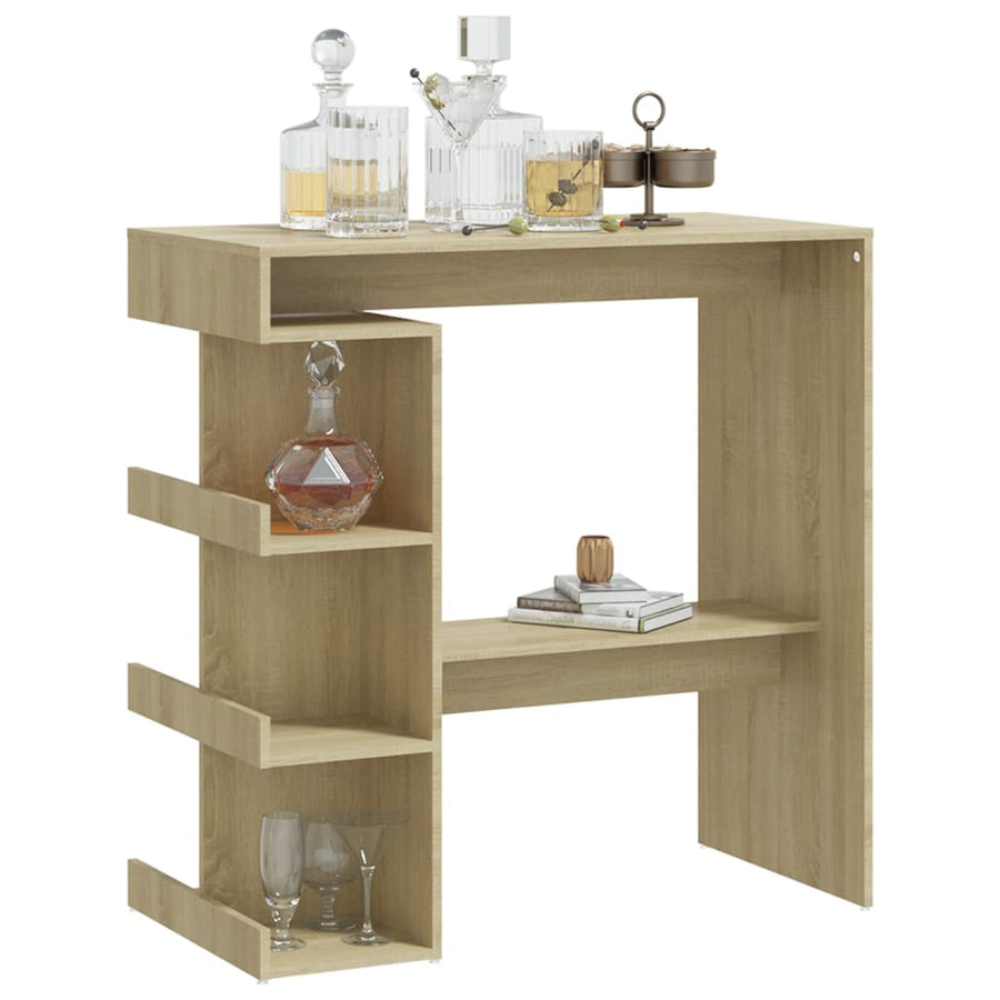 Bartafel Met Opbergrek 00X50X0,5 Cm Spaanplaat Sonoma eiken