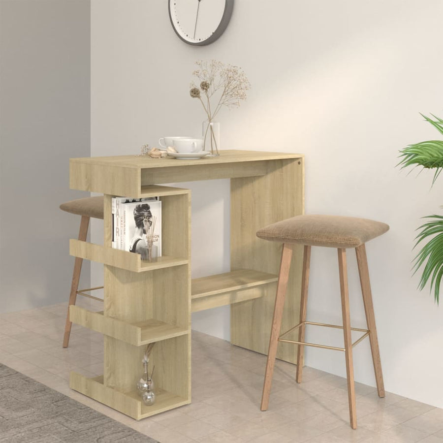 Bartafel Met Opbergrek 00X50X0,5 Cm Spaanplaat Sonoma eiken