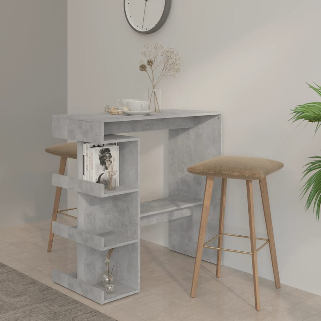 Bartafel Met Opbergrek 00X50X0,5 Cm Spaanplaat Betongrijs