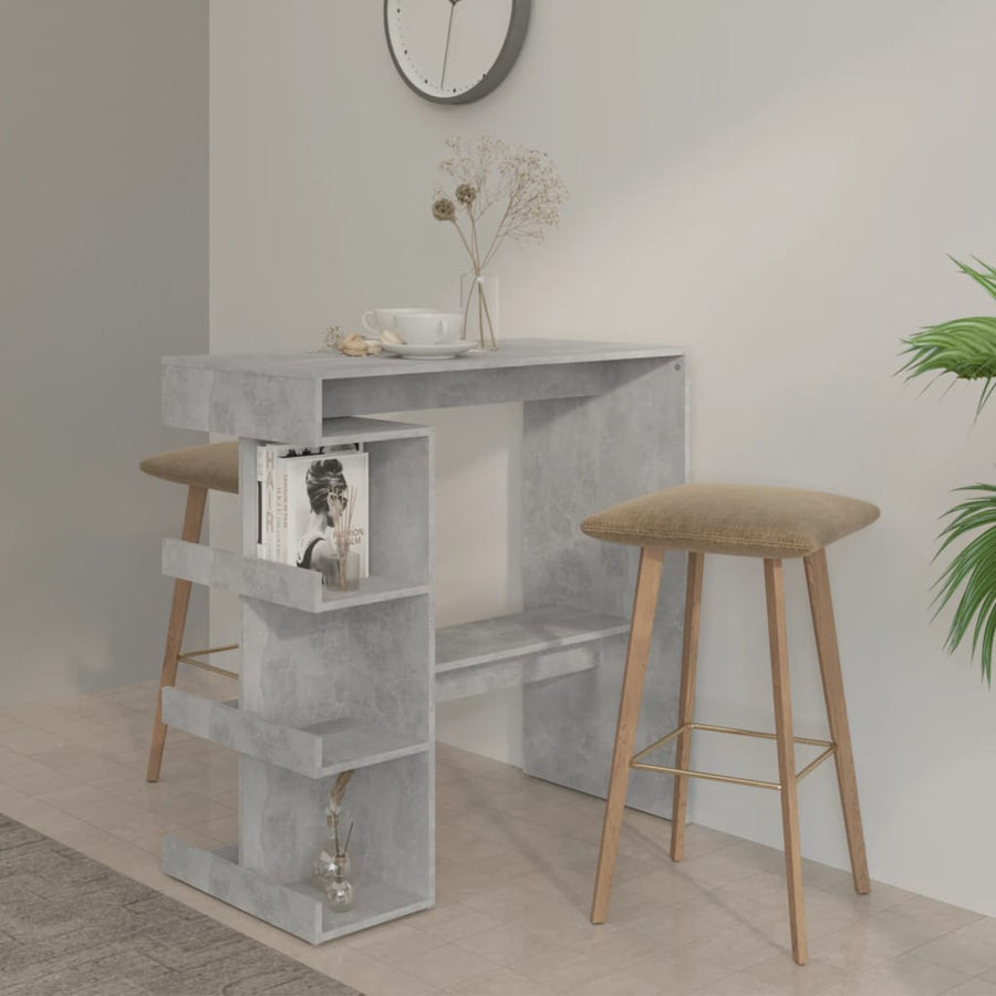 Bartafel Met Opbergrek 00X50X0,5 Cm Spaanplaat Betongrijs