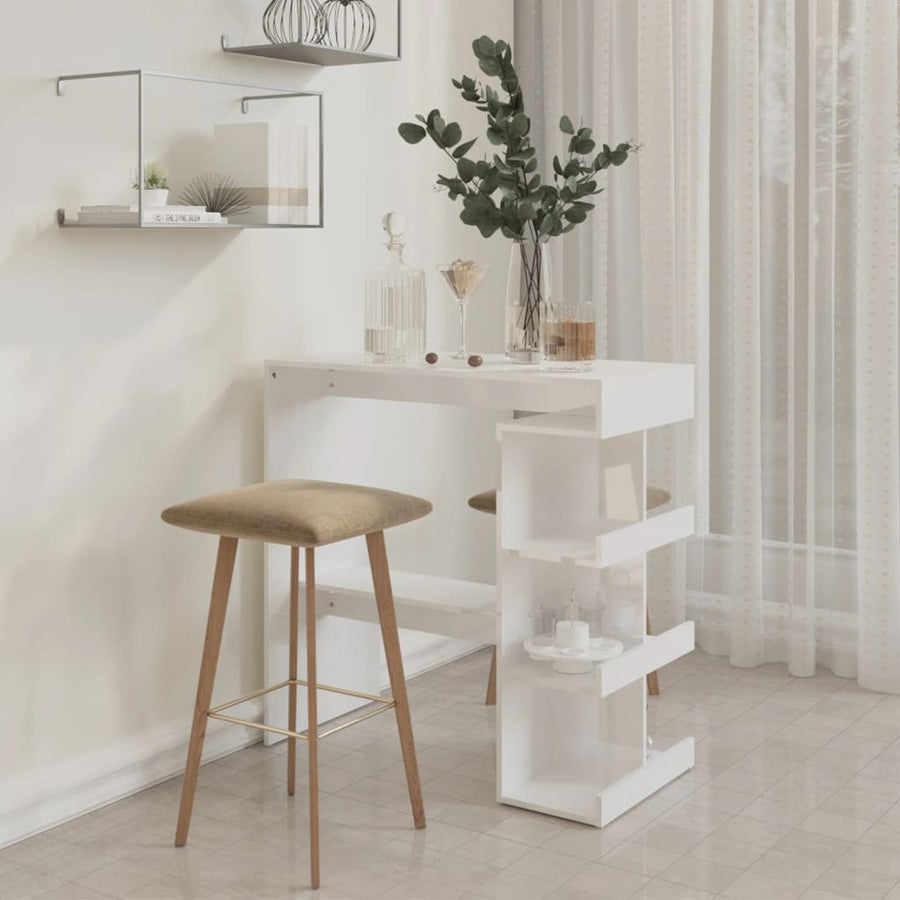 Bartafel Met Opbergrek 00X50X0,5 Cm Hoogglans wit