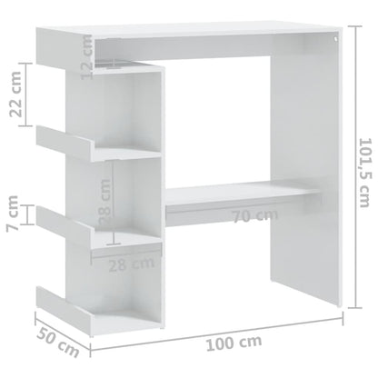 Bartafel Met Opbergrek 00X50X0,5 Cm Hoogglans wit