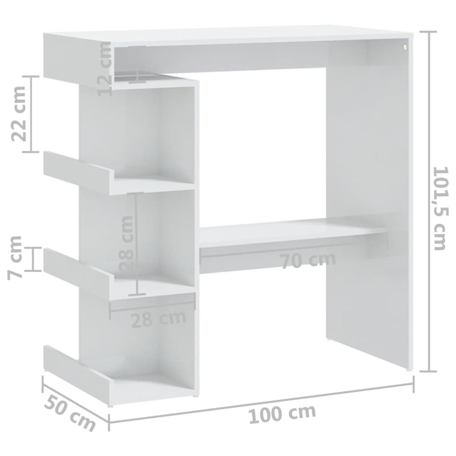 Bartafel Met Opbergrek 00X50X0,5 Cm Hoogglans wit