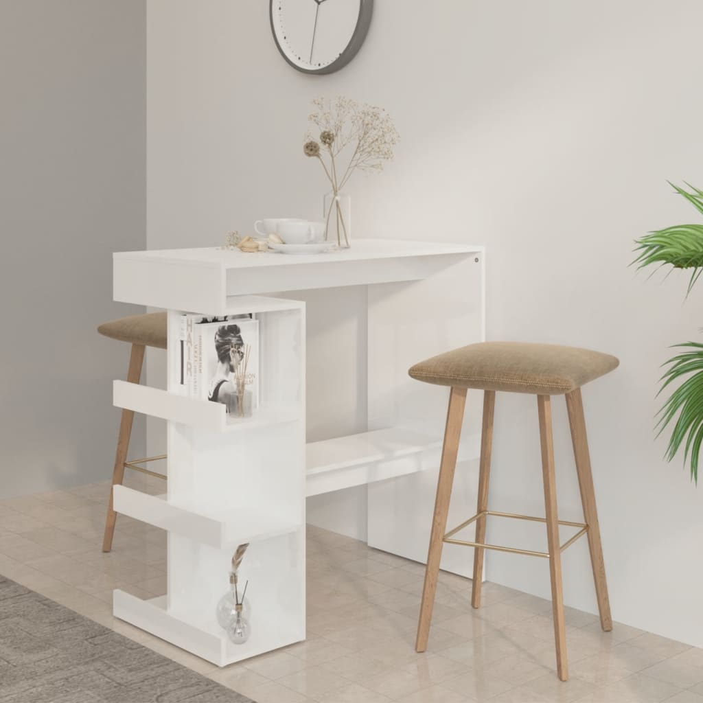 Bartafel Met Opbergrek 00X50X0,5 Cm Hoogglans wit