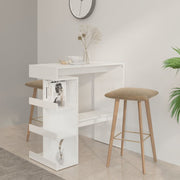Bartafel 100x50x101,5 cm hoogglans wit met opbergrek