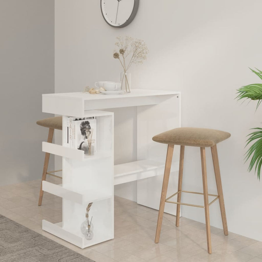 Bartafel Met Opbergrek 00X50X0,5 Cm Hoogglans wit