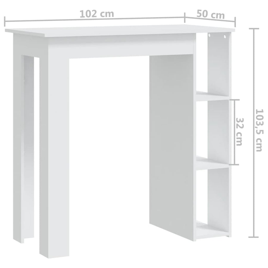 Bartafel Met Schap 02X50X03,5 Cm Spaanplaat Wit