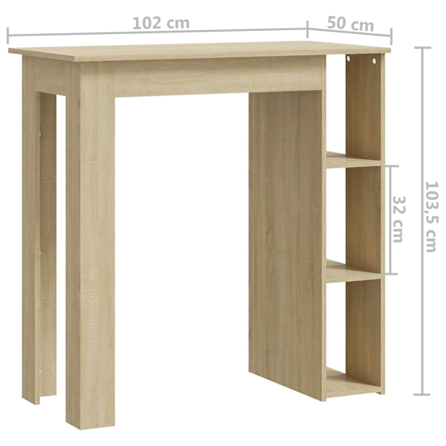 Bartafel Met Schap 02X50X03,5 Cm Spaanplaat Kleur Sonoma eiken
