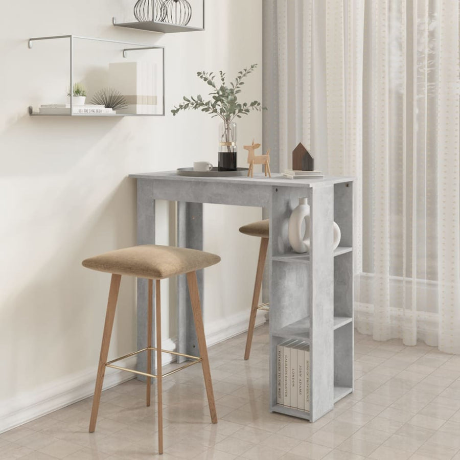 Bartafel Met Schap 02X50X03,5 Cm Spaanplaat Betongrijs