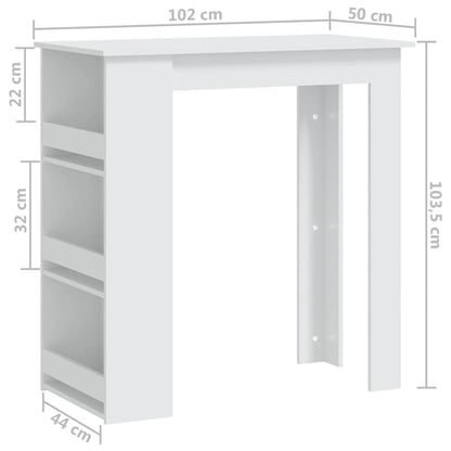 Bartafel Met Opbergrek 02X50X03,5 Cm Spaanplaat Wit