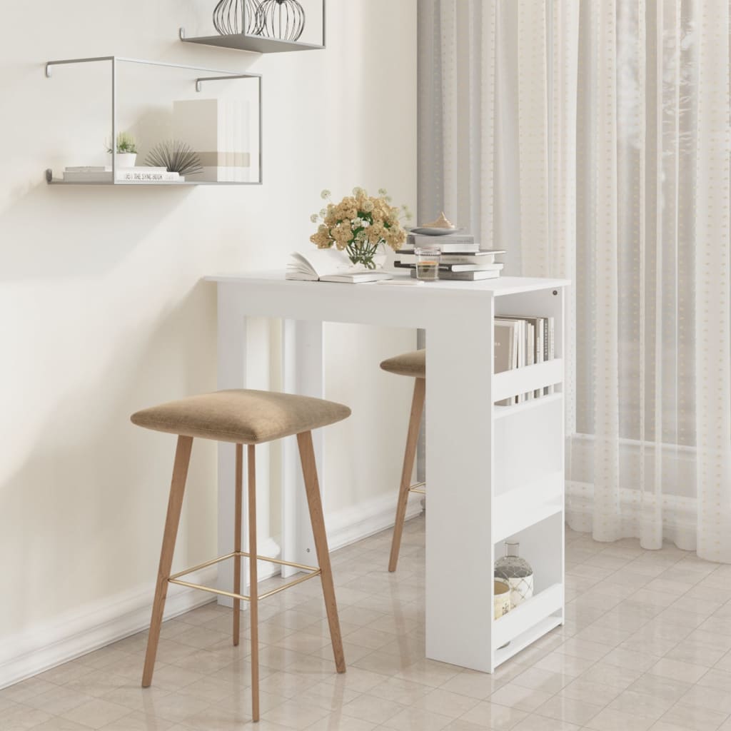 Bartafel Met Opbergrek 02X50X03,5 Cm Spaanplaat Wit