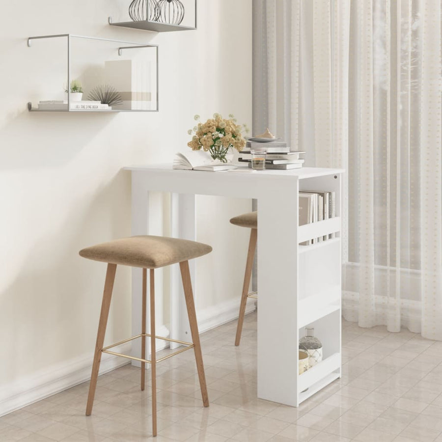 Bartafel Met Opbergrek 02X50X03,5 Cm Spaanplaat Wit