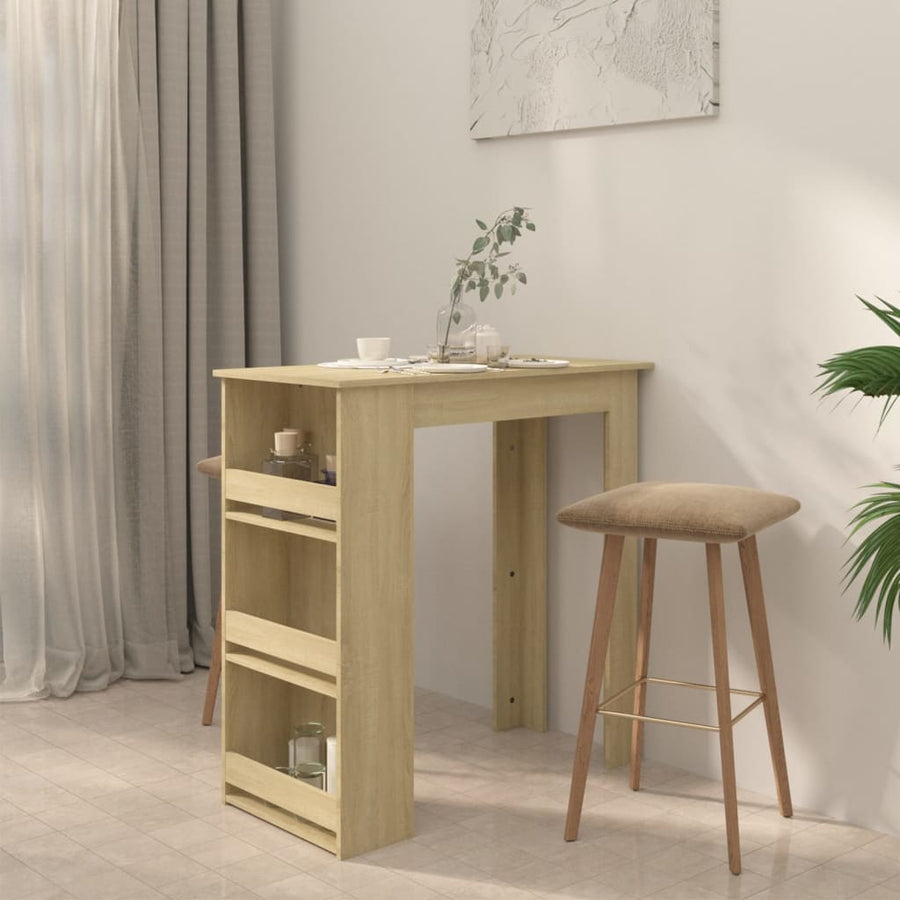 Bartafel Met Opbergrek 02X50X03,5 Cm Spaanplaat Sonoma eiken