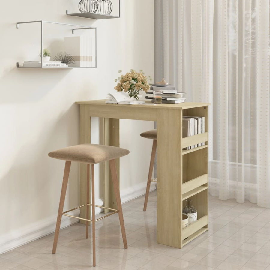 Bartafel Met Opbergrek 02X50X03,5 Cm Spaanplaat Sonoma eiken