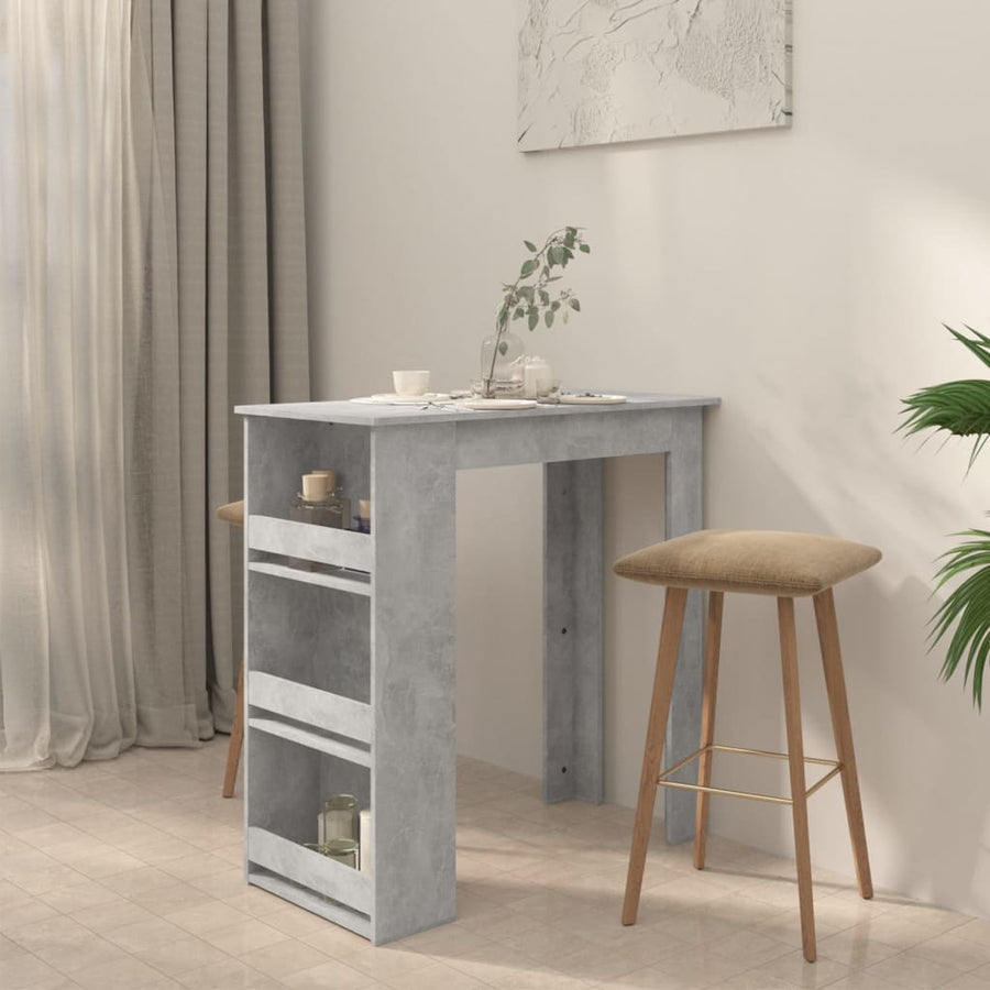 Bartafel Met Opbergrek 02X50X03,5 Cm Spaanplaat Betongrijs