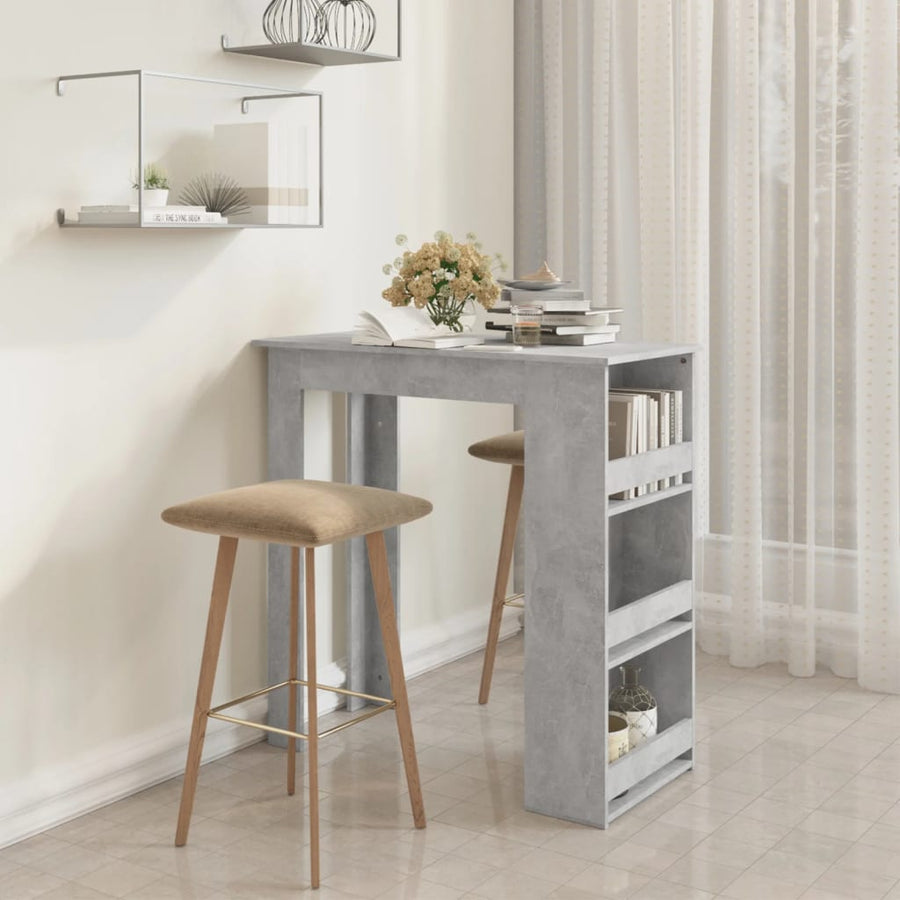 Bartafel Met Opbergrek 02X50X03,5 Cm Spaanplaat Betongrijs