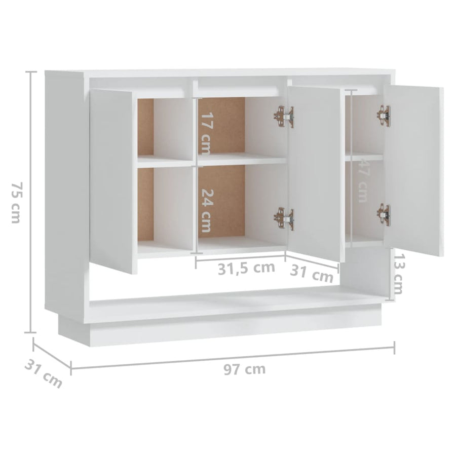 Dressoir 97X31X75 Cm Bewerkt Hout Wit