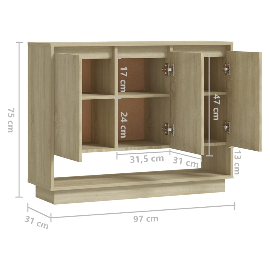 Dressoir 97X3X75 Cm Spaanplaat Kleurig Sonoma eiken
