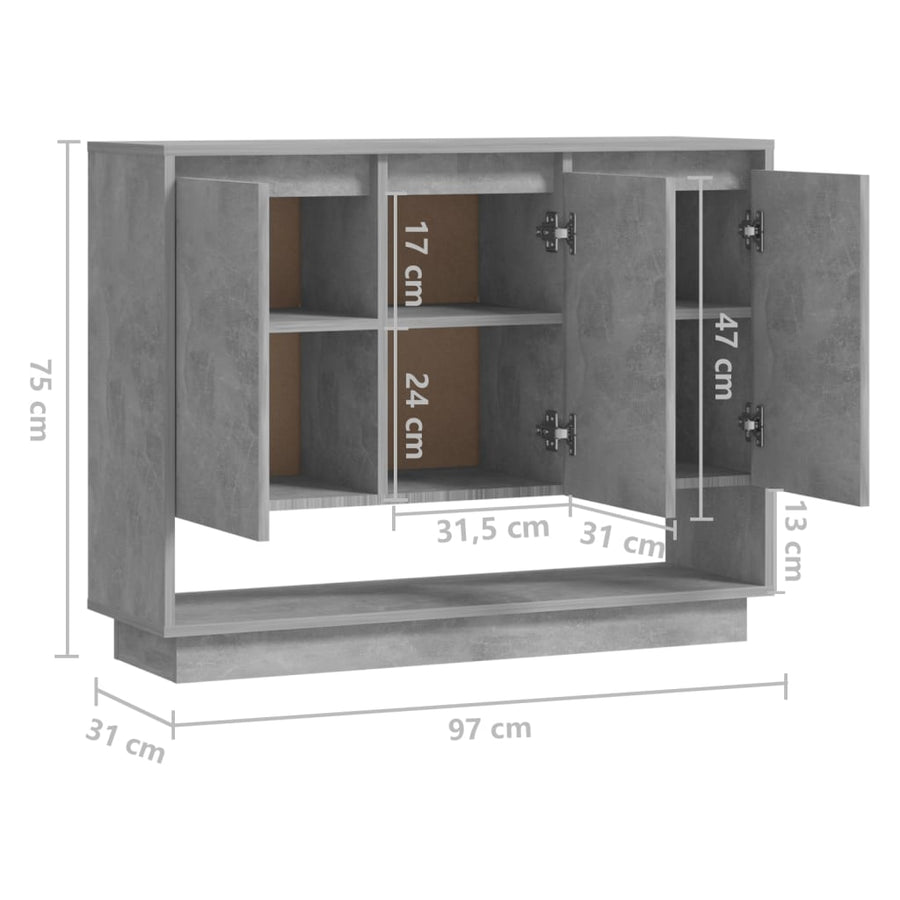Dressoir 97X31X75 Cm Spaanplaat Betongrijs