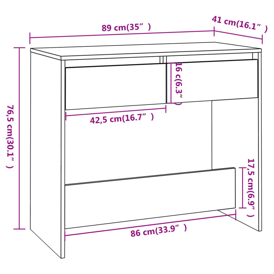 Wandtafel 89X4X76,5 Cm Staal Betongrijs