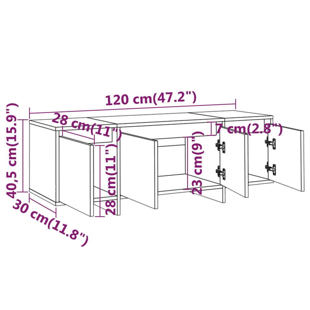 Tv-Meubel 20X30X40,5 Cm Spaanplaat Betongrijs