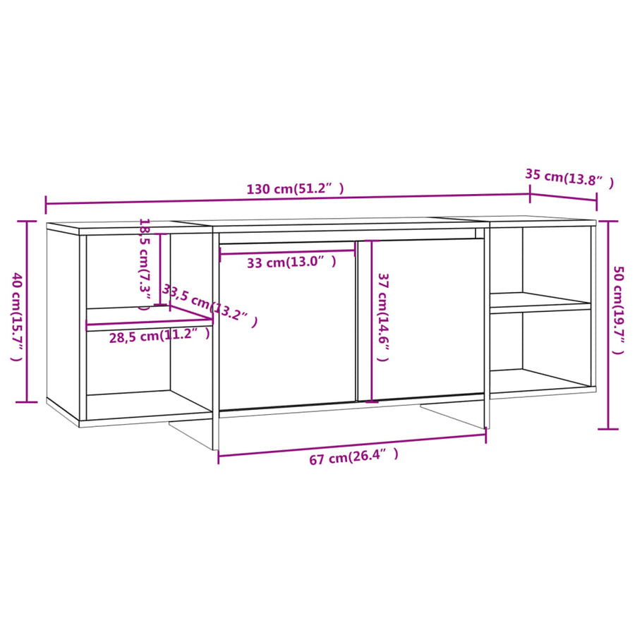 Tv-Meubel 30X35X50 Cm Spaanplaat Kleurig Sonoma eiken