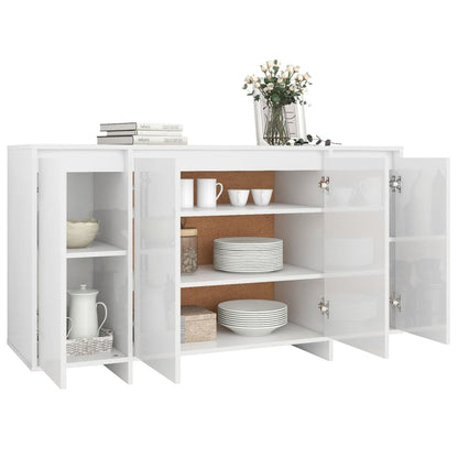 Dressoir 135X41X75 Cm Bewerkt Hout Hoogglans Wit